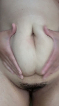 A Chubby Girl, Naked, Playing with Her Boobs and Fucking Her Deep Belly