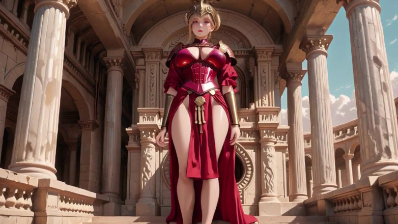Tay Swift X: Red Armor Queen! Schauen Sie auf den römischen Korridor, rocklift...