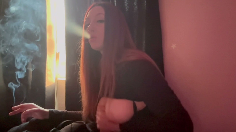 Artemisia Love: Artemisia Love Sexy Solo Smoking Fetish Session Playing with Her...