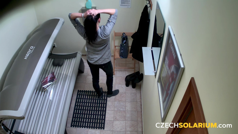 Czech Solarium: Czech Solarium 144: Brunette Can't Get Enough of a Solarium Striptease