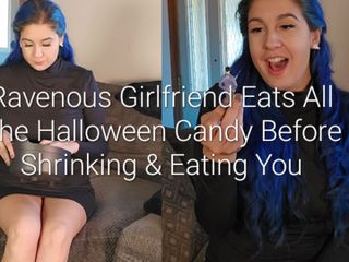 Freya Reign: 貪欲なガールフレンドは、あなたを縮めて食べる前にすべてのハロウィーンキャンディーを食べます