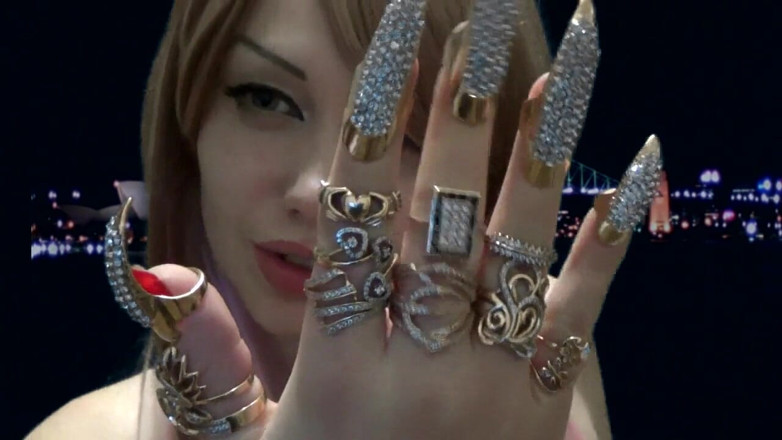 Goddess Misha Goldy: Goddess smoking with all golden hand and nails!
