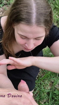 Stepdaughter Gives Her Stepfather an Amazing Handjob and Blowjob in the Meadow