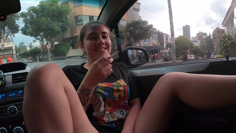 Sara Blonde: Sara Blonde smoking in the car
