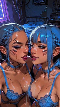 Fetish lidah dan ciuman lidah lesbian cantik, animasi ai