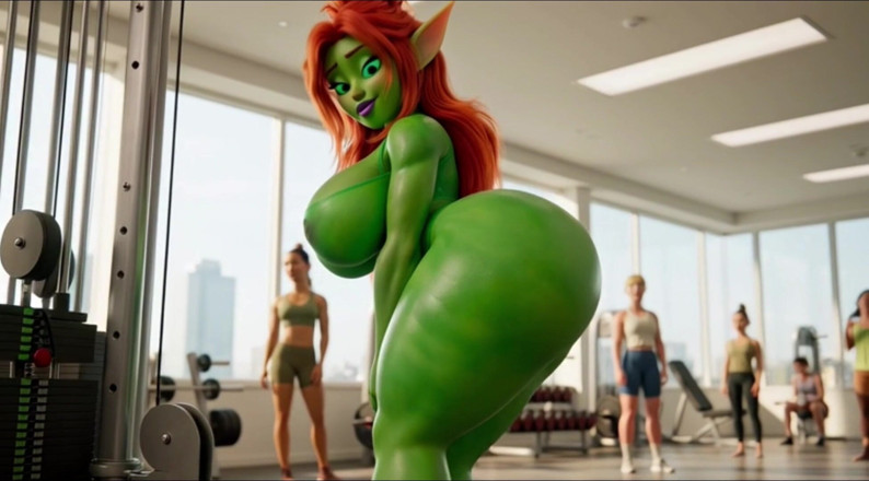 My night collection: Green Elf'in seksi spor salonu günü - egzersiz, ter ve rahat...