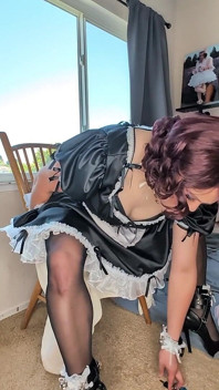 Sissy Maid Sucking and Riding Her Sex Doll with Bondage