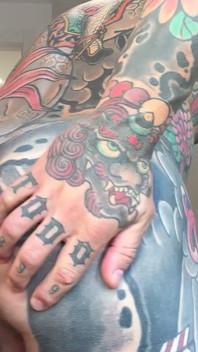 Tattooed Boss Masturbates in the Office