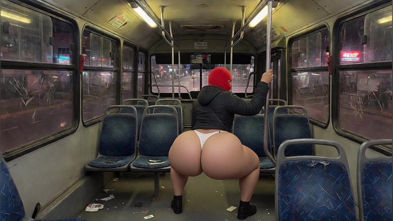 Animate golden: Latina mit dickem weißem hintern im bus endet mit weißem...