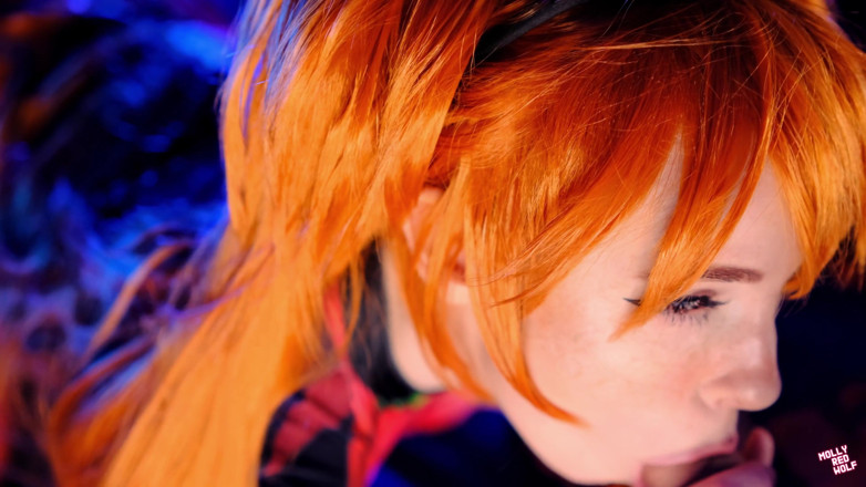 MollyRedWolf: Горячая шлюшка Asuka Langley 4K! Двойное проникновение, 3 камшот