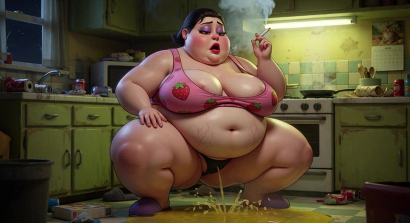 YOUR BEST FANTASY: Smoking Pregnant BBW Pisses on Floor - Horny with Massive Belly