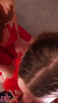 Blonde & Redhead Lingerie POV Blowjob