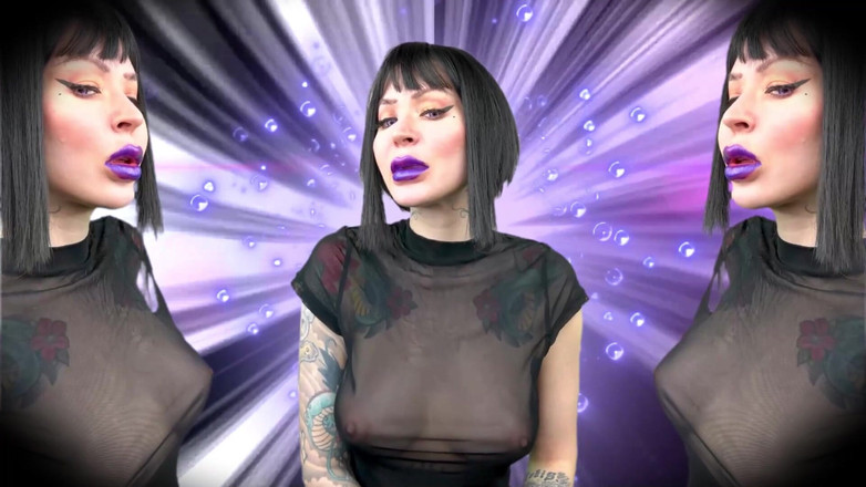 Baal Eldritch: Violette gothic lippen, zachte kusen - lippenstiftfetisj, lipfetisj, kus, zoenen