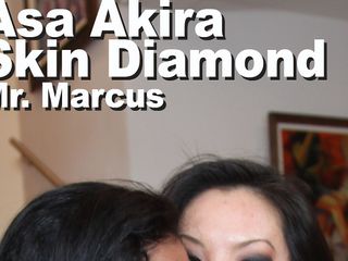 Edge Interactive Publishing: Asa Akira &amp; Skin Diamond &amp; Mr. Marcus double blowjob snowballing creampie