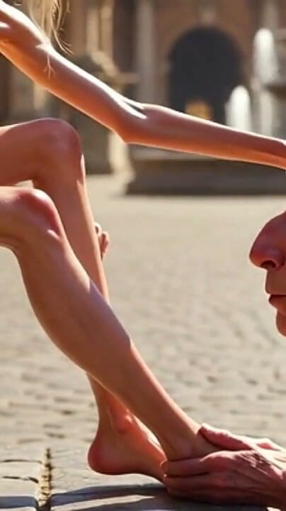 YOUR BEST FANTASY: Submissive Man Worshipping Mistress Feet in Public Plaza