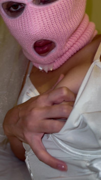 Pink Balaclava Girl Sensually