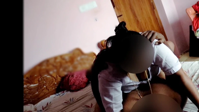 Black & white desicat: Sexy Indian Wife Sreejaa in White Blouse Riding a Dick