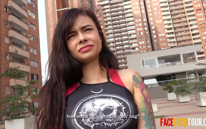 Face Fuck Tour: Big Boobs Tattooed Latina Gets Throat Fucked!