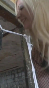 Dominating chaining whipping masked guy
