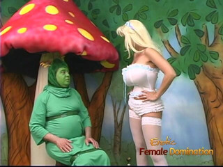 Erotic Female Domination: Blonde femdom covering submissive in duct tape in parody video