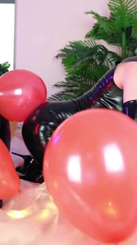 Looney Fetish, Air Balloons Lesbian Fun in Latex Rubber Costumes
