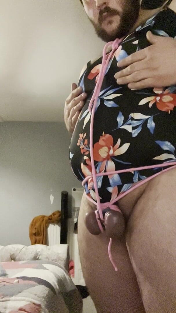Shaun Cbt: Cock and Ball Bondage with Swimsuit and Nipple Clamps
