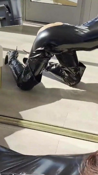 Nicole Doshi in Leather Lingerie Crawls to Take Christian Clay's Big Cock