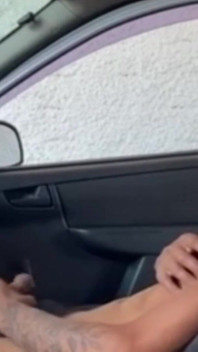 Brunette Jerking off in the Car
