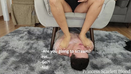 Queen Lytta ballbusting and cum lick: Princess Scarlett Blond - Sexy Revenge - Scarlett Bondage Colleague and Makes...