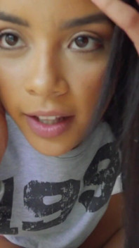 Beautiful black babe gags on a thick prick