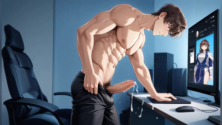 AI gay porn: Un fusto grosso cazzone scopa il gay anale