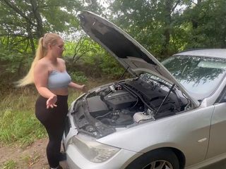 Maja Meer: कार टूटने! मुझे चोदने में मदद करो और चोदो!