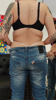 Jeans Fetish Zaťatá prdel White Gstring Buttcrack Ass Crack