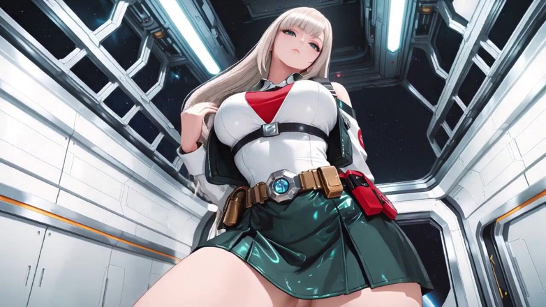 Tay Swift X: 未来宇宙飞船中的私人时刻，她的白色制服伸展到完美