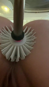 Tits Bondage and Orgasm From Anal with Toilet Brush