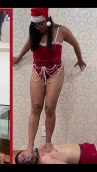 Goddess Kiffa - Sexy Mrs Claus Trampling and Step on Bad Foot Slave's Head