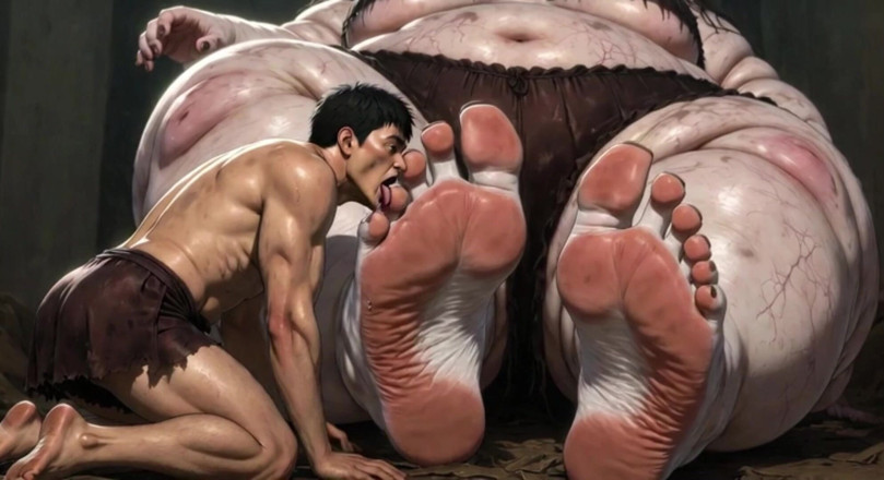 YOUR BEST FANTASY: Huge Obese Giantess BBW - Slave Licking Her Giant Feet in...