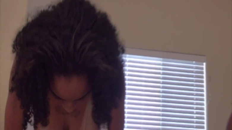 THAGSON RETRO: Curly Ebony Amateur Worships Cock Until Covered