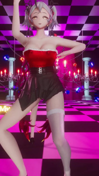 [mmd] Grupo Mingchao Girl Crush striptease multi-pessoas e minissaias forçadas, seda preta e seda branca