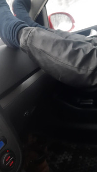 Peeling Orange Long Nail Leather Pants
