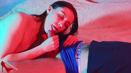 Nasty Creamy: Babe passionate sucking big dick lover and cum in mouth...