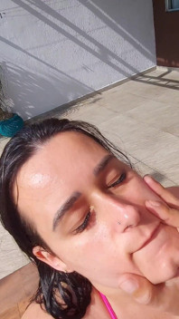 I Invited My Step-cousin to the Pool at Home, She Was Surprised by My Hard and Erect Cock