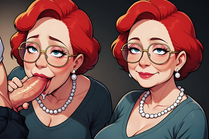 AI Porn: Lois MILF Redheads Sucking Cock (ai)