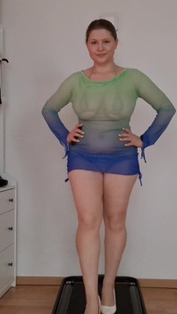 See-through Beach Dresses Over Micro Bikini - Heels, Jiggle & Treadmill Tease