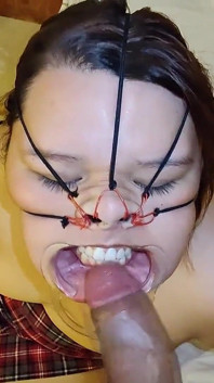 She Loves the Cock and Balls on Her Bondage Face