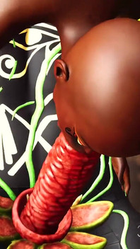 Anubis fucks hard a sexy slave ebony in an egyptian temple