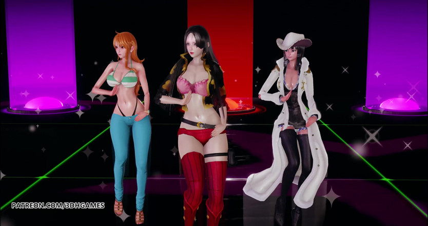 3D-Hentai Games: Mädchentag - Erwartungen striptease boa Hancock, Nami, Nico Robin, einteiler sexy...