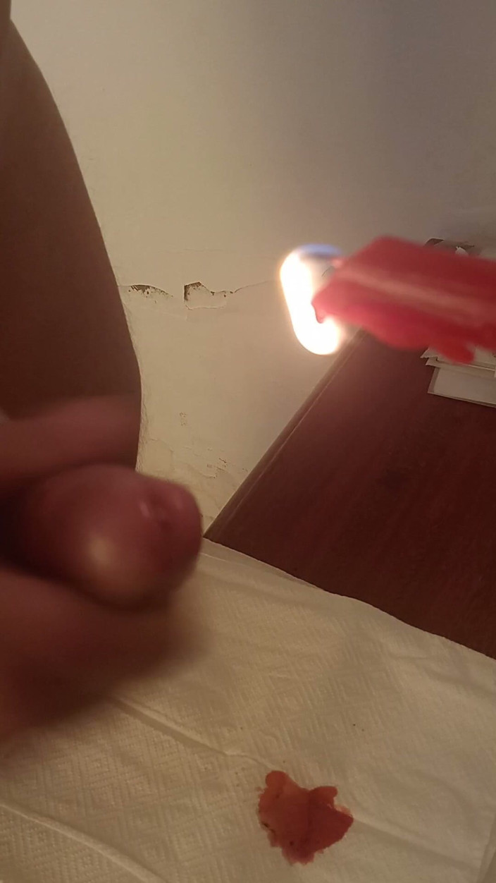 LoveCumInMouth: Hot Candle Wax on Cock Cumming
