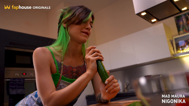 Mad Maura: Cucumber and Anal Kitchen Fun