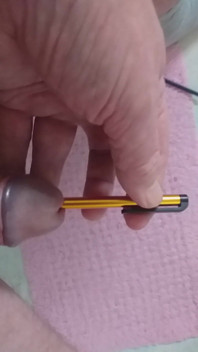 Stepdaddy Stands on the Toilet and Plays with His Penis but a Pen